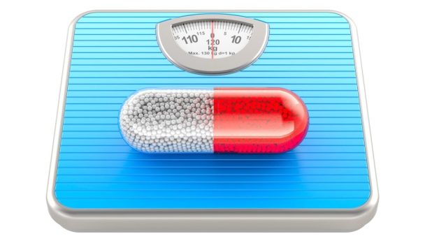 Bathroom,Weight,Scale,With,Medicament,Capsule,,3d,Rendering,Isolated,On