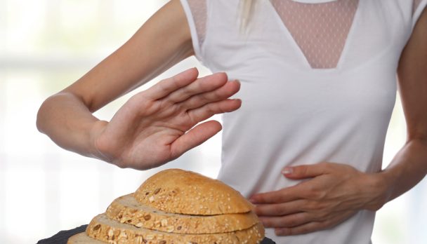 Gluten,Intolerance,And,Diet,Concept.,Woman,Refuses,To,Eat,White